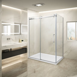 Douche (Base et Vitres inclus) chrome 32" X 60" en coin -Mur gauche vitre droite- | Entrepôt de la Réno