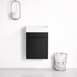 18" Black Matte Bathroom Vanity with Integrated Sink