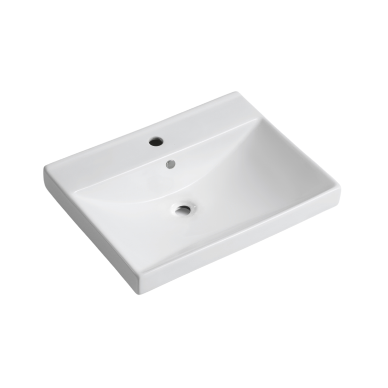Rectangular sink 8056, semi-recessed with hole, porcelain 23.6" X 18.1" X 7.5"