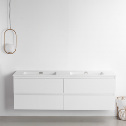 60-inch Double Sink Vanity with Countertop -  Satin White