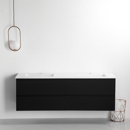 60-inch Double Sink Vanity with Countertop - Matte Black