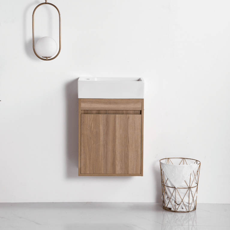 Vanity with 18-inch natural wood countertop