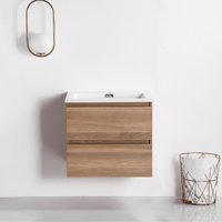 Vanity with 24-inch natural wood countertop
