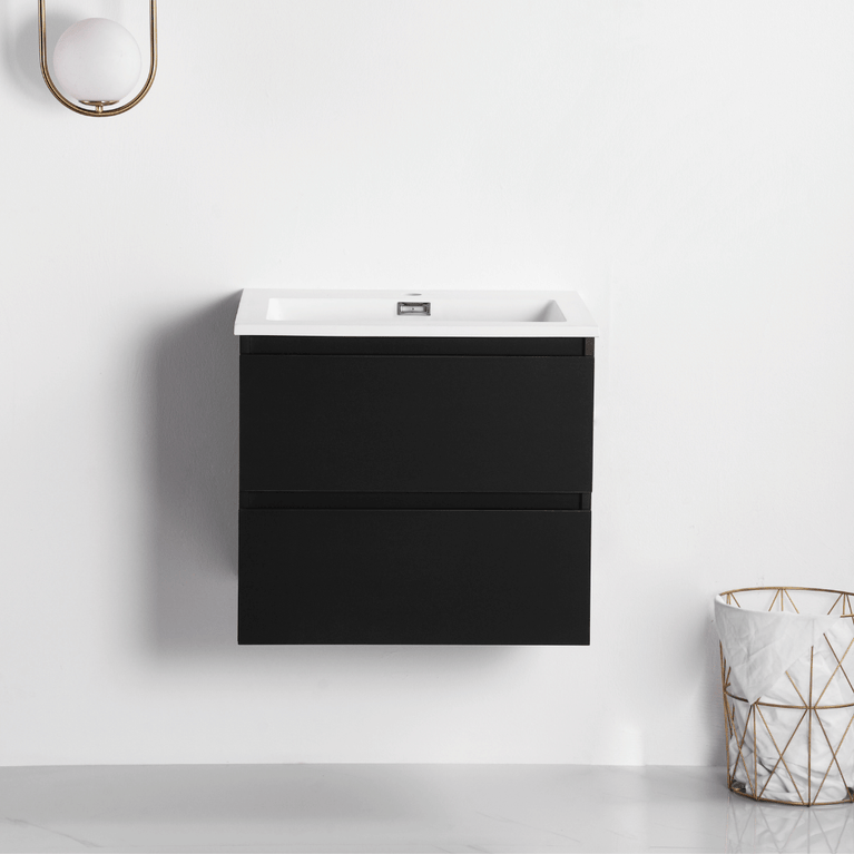 Vanity with 24-inch matte black countertop