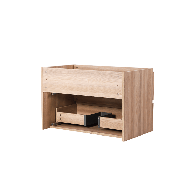 Vanity with 32-inch natural wood countertop