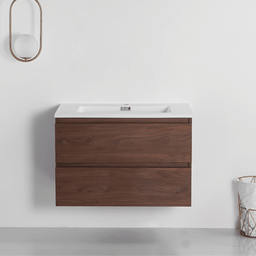 Vanity with 32-inch walnut wood countertop