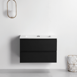 Vanity with 32-inch matte black countertop