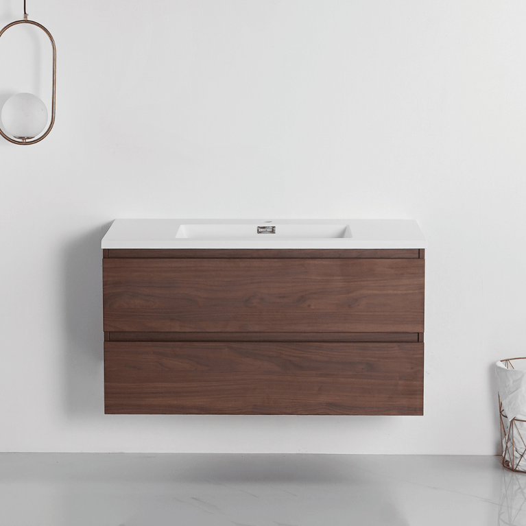 Vanity with 40-inch walnut wood countertop