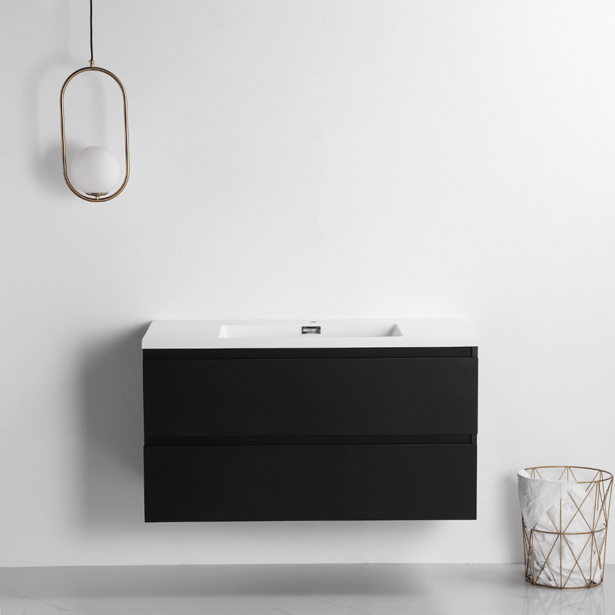 Vanité avec comptoir 40 pouces noir mat
