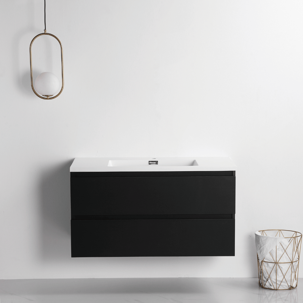 Vanity with 40-inch matte black countertop