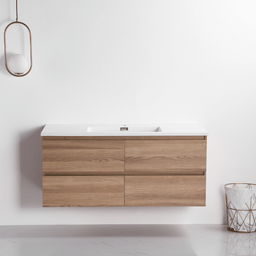 Vanity with 48-inch natural wood countertop