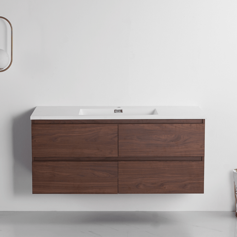 Vanity with 48-inch walnut wood countertop