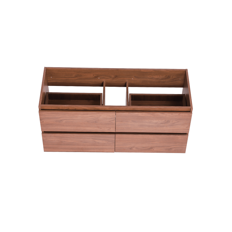 60-inch Double Sink Vanity with Countertop - Walnut Wood