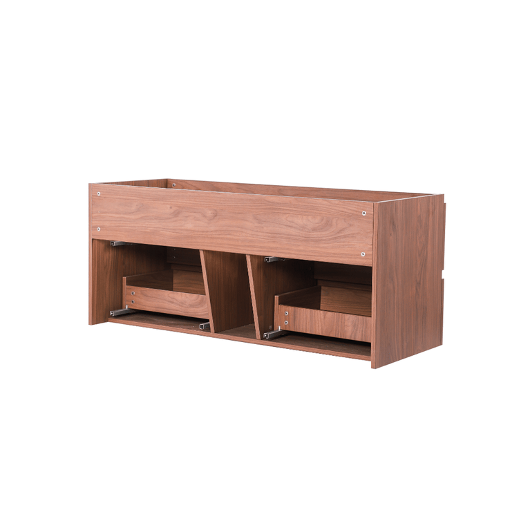 60-inch Double Sink Vanity with Countertop - Walnut Wood