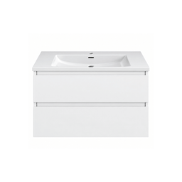 Vanity unit with ceramic countertop - matte white