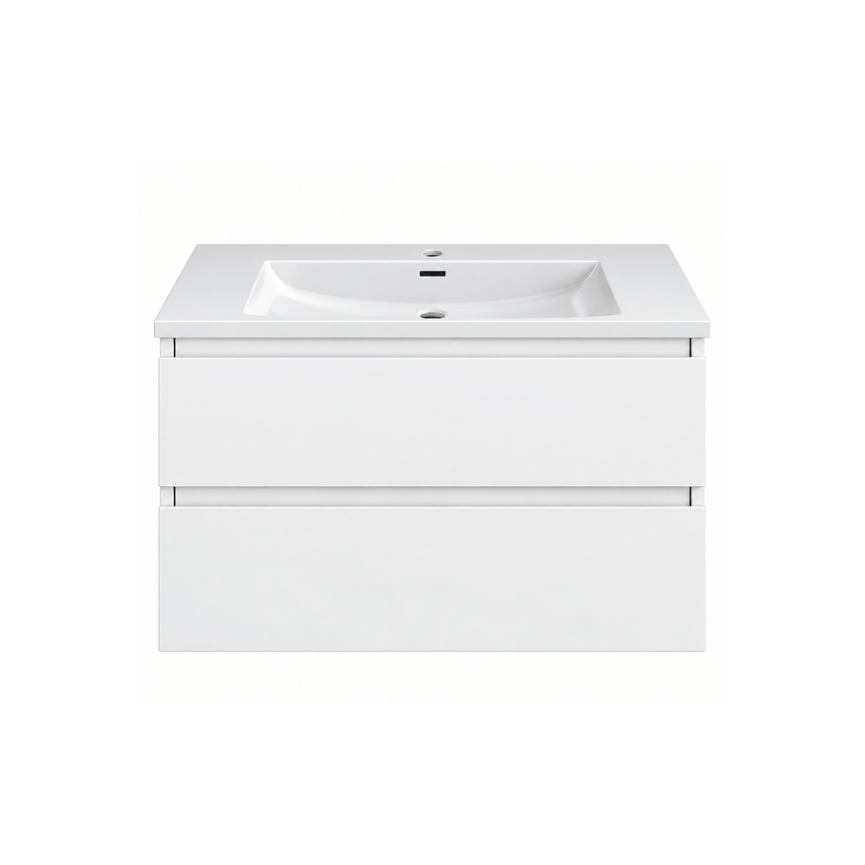 Vanity unit with ceramic countertop - matte white