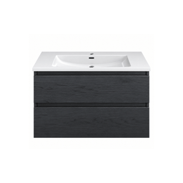 Vanity with ceramic countertop - black wood effect