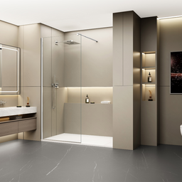 Fixed Shower Glass Panel - Chrome