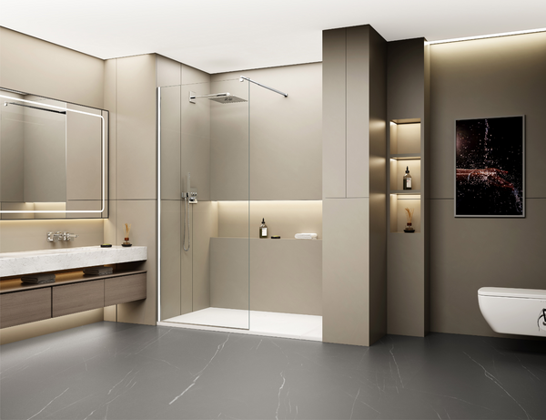 Vitre de douche fixe de style douche à l'italienne - Chrome