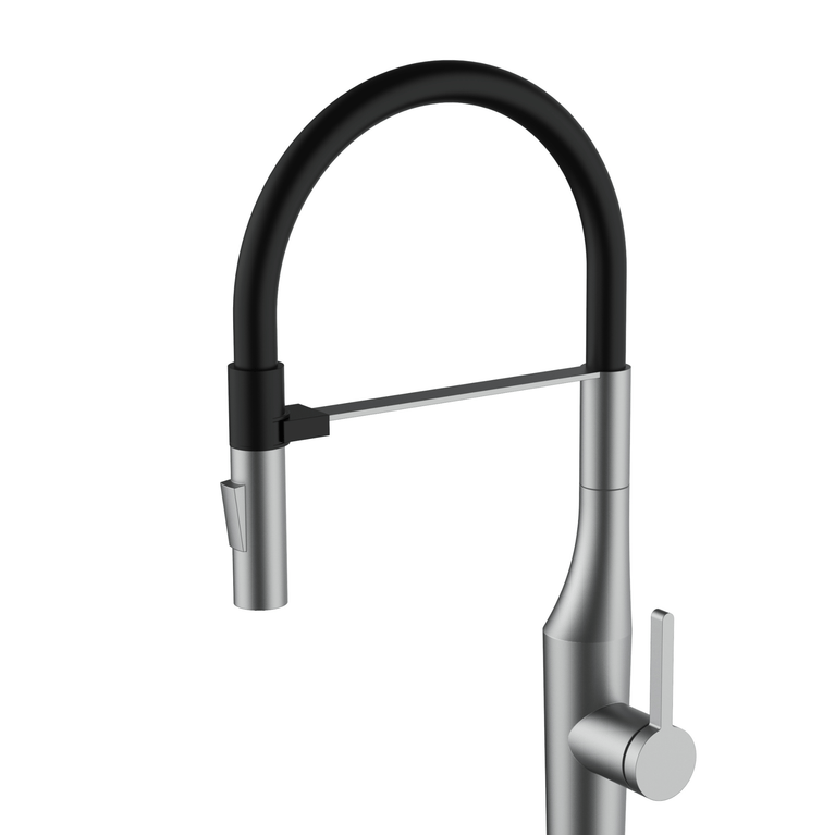 ETERNO kitchen faucet with flexible hose – brushed steel