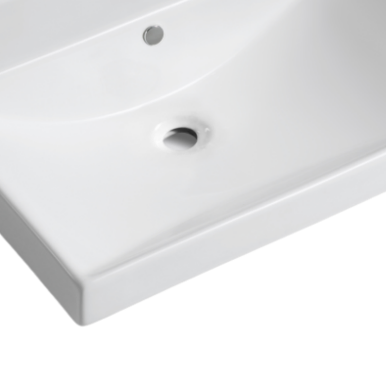 Rectangular sink 8056, semi-recessed with hole, porcelain 23.6" X 18.1" X 7.5"