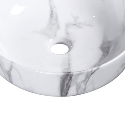 Lavabo rond effet marbre blanc 673, porcelaine 16,1" X 5,3"