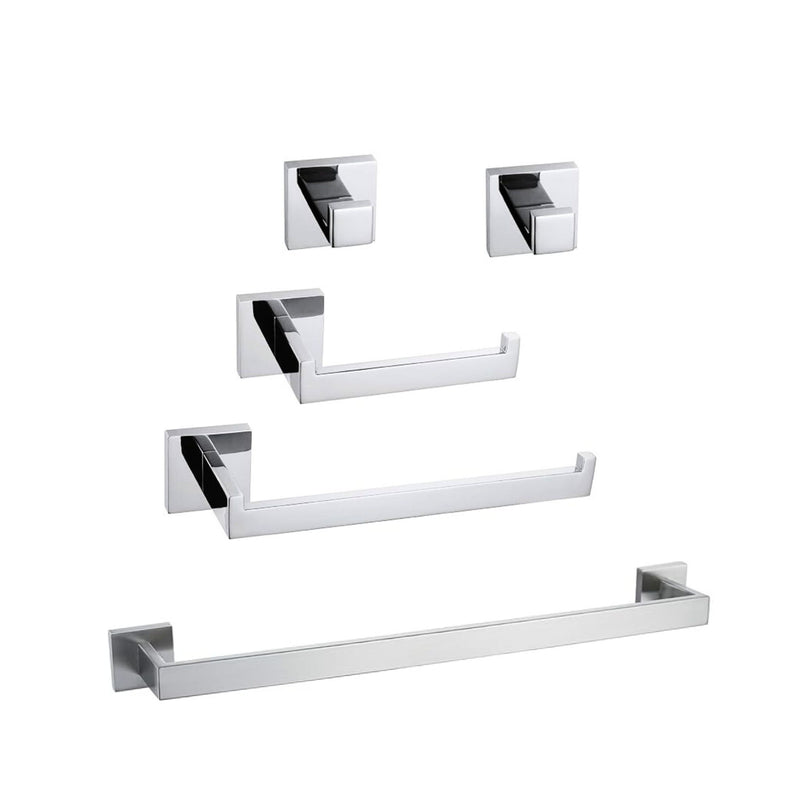 Ensemble d'accessoires de salle de bain - Chrome carré 18"