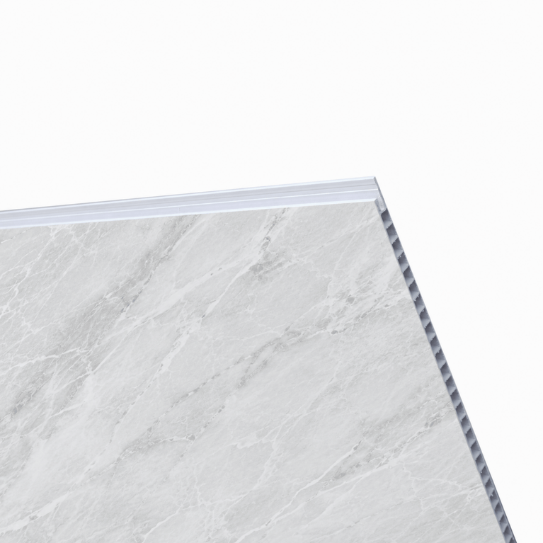 Mur de douche en PVC effet marbre gris perle lustré 48 po x 96 pouce