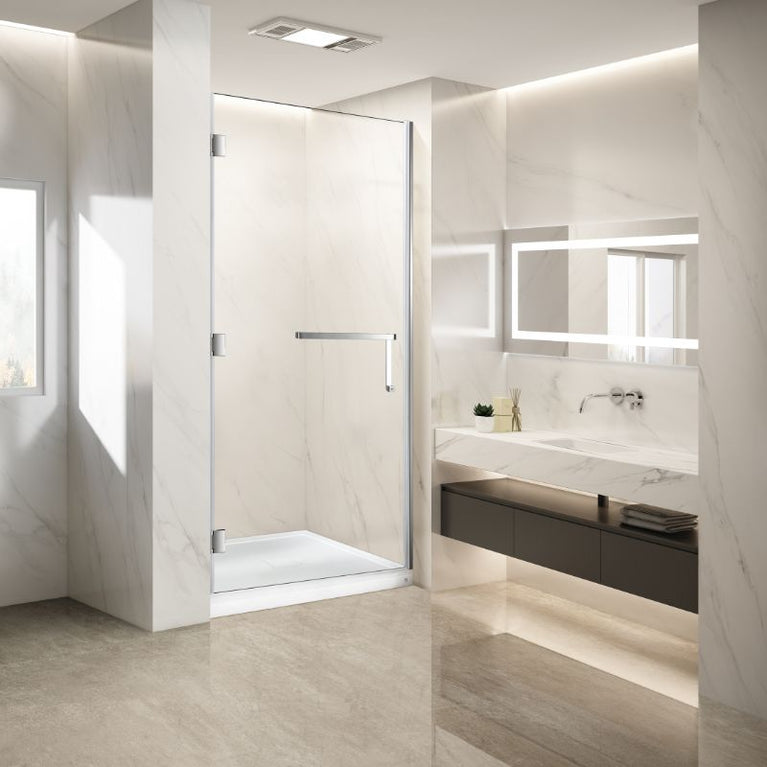 Douche (Base et Vitres inclus) chrome 36"X36" en alcôve