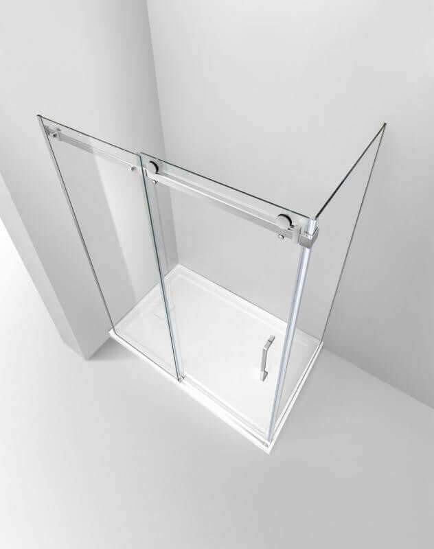 Shower (Base and Glass included) Chrome 36" X 60" in corner -Left wall right window-