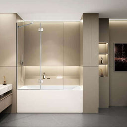 Écran de bain 60" en verre trempé 8mm avec porte pivotante penture CHROME | Entrepôt de la Réno