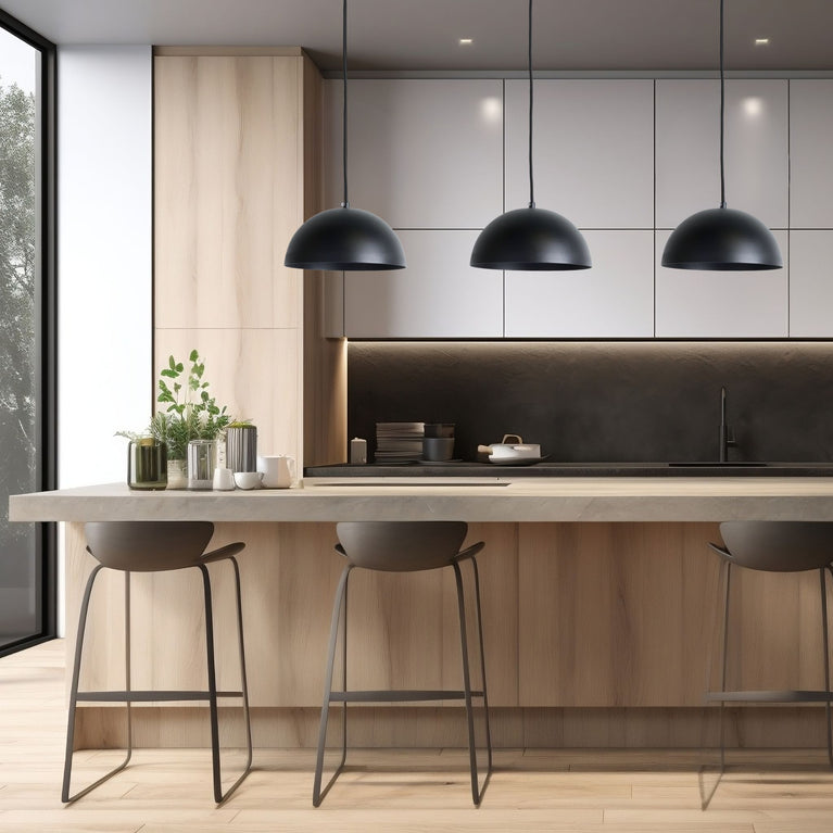 Luminaire suspendu en dôme en 9" - Noir mat