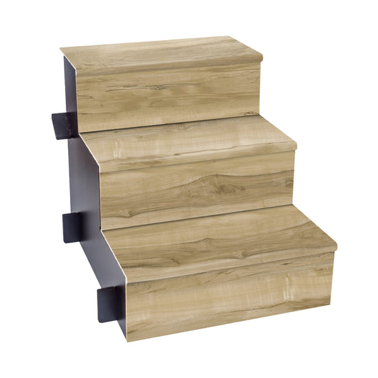 Marche et contremarche de recouvrement en vinyle érable beige pour escalier, texture bois embossée, installation facile sans clous, taille universelle, idéal pour rénovation ou nouvelle construction, Vinyles SPC,Nouveautés,En stock,Bientôt disponibles,Marches et contremarches