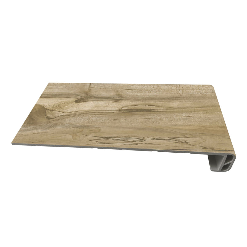 Marche et contremarche en vinyle érable beige pour escalier, texture bois embossée, installation facile sans clous, taille universelle. Produit durable et élégant pour rénovation ou nouvelle construction. Vinyles SPC,Nouveautés,En stock,Bientôt disponibles,Marches et contremarches