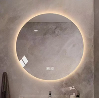 Round frameless mirror with LED lighting - Available in 24