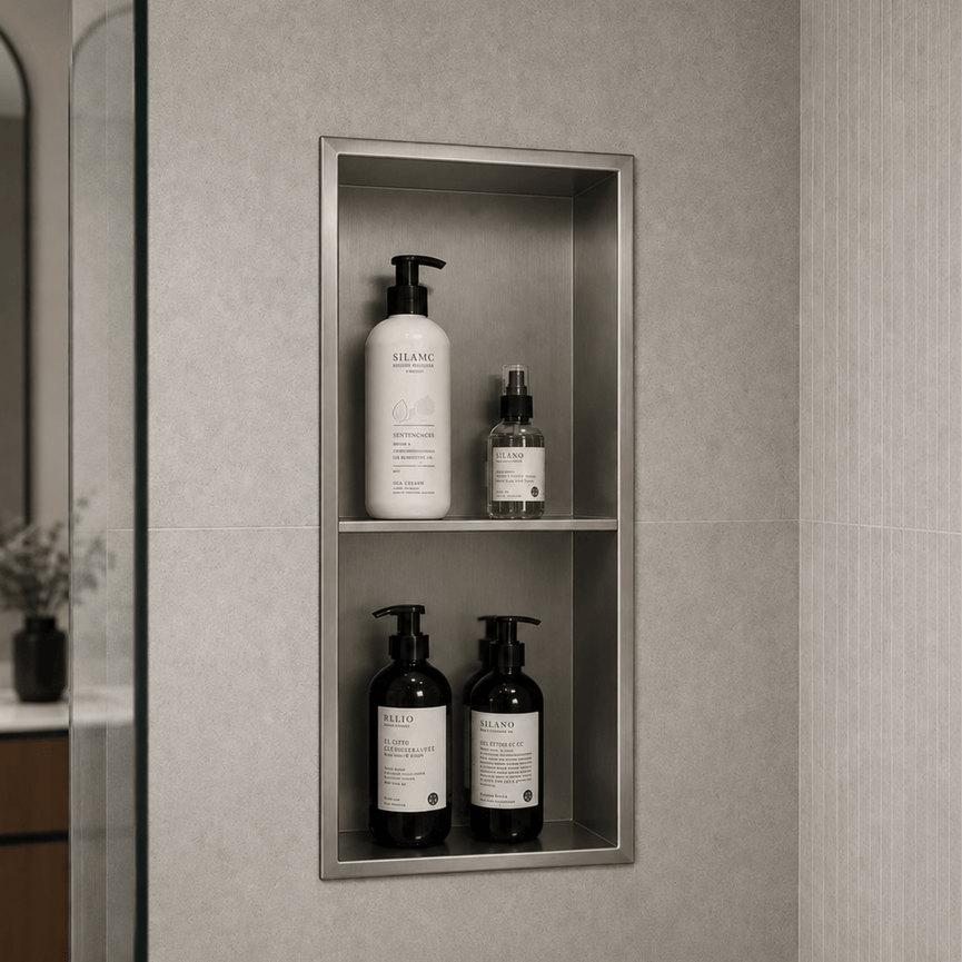 Niche de douche double 12X24 - Acier brossé