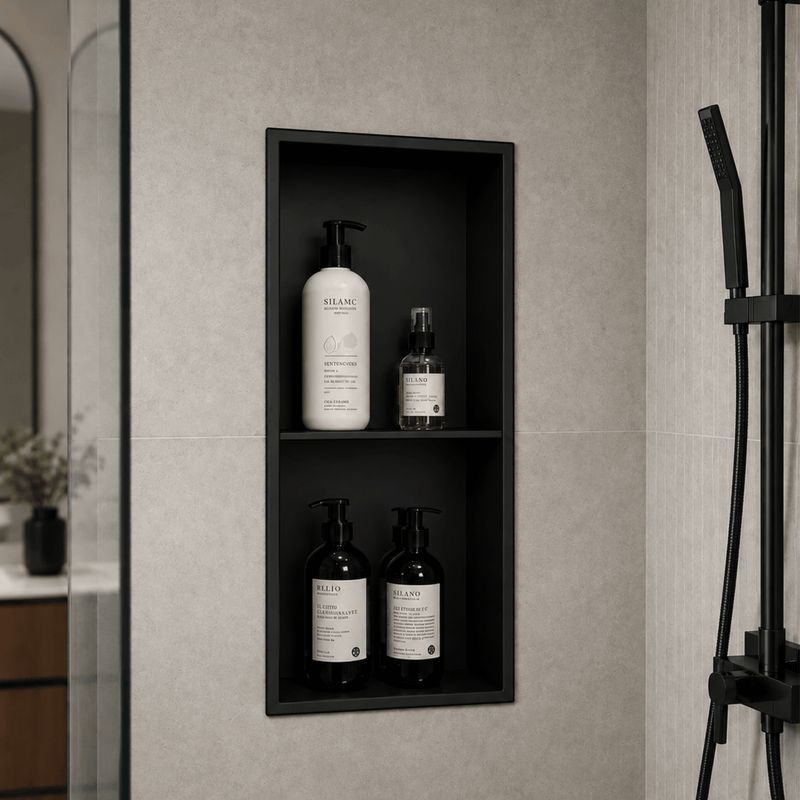 Niche de douche double 12X24 - Noir mat