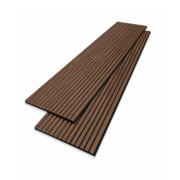 Acoustic Panels in Walnut-Colored Wood Slats 24" x 109"