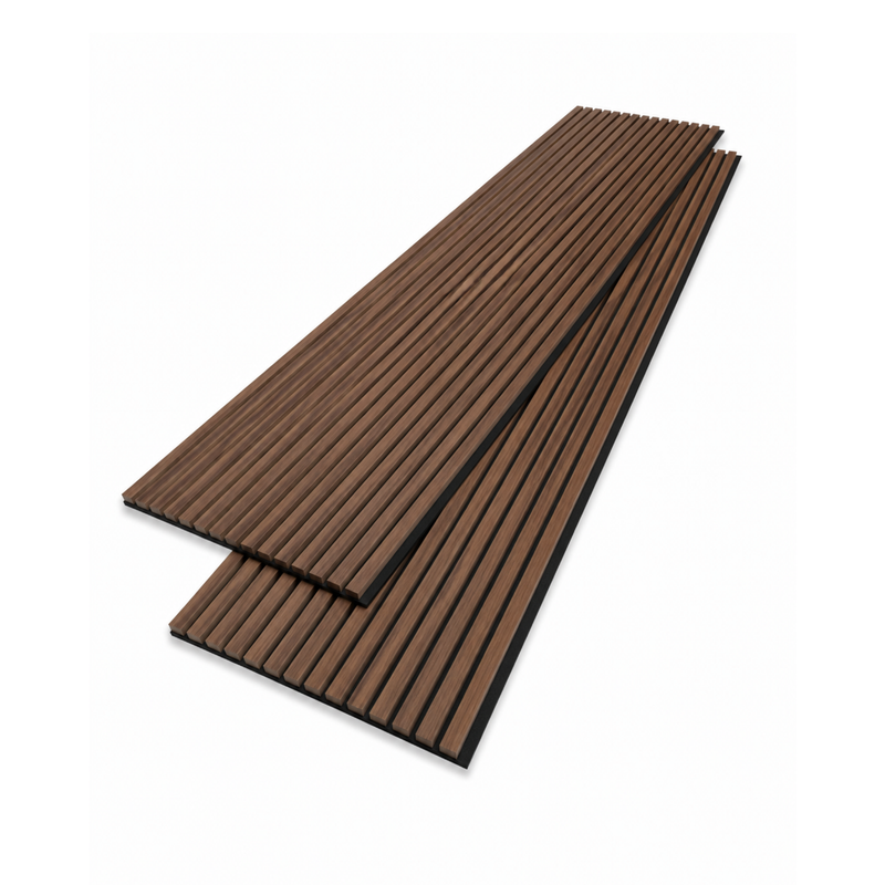 Panneaux acoustiques en latte de bois couleur noyer 24" x 109"