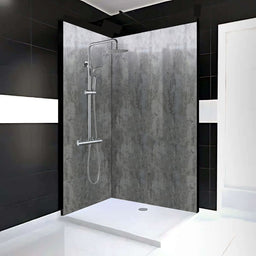 Mur de douche en PVC effet béton industriel gris lustré 48 po x 96 po | Entrepôt de la Réno