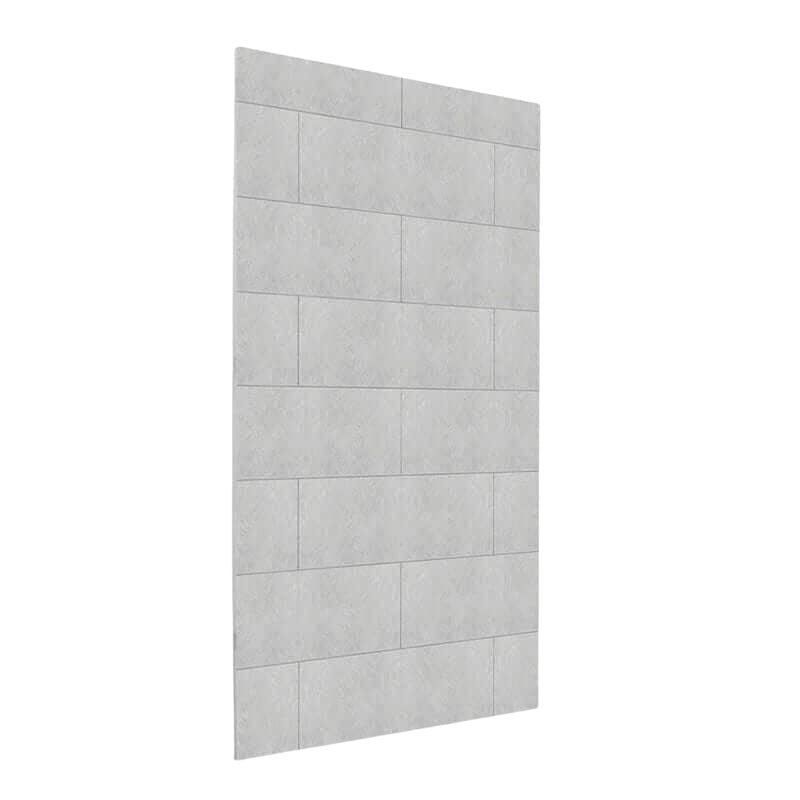 Panneau en PVC céramique 12 po x 24 po gris béton, vue complète, dimensions 48 po x 96 po