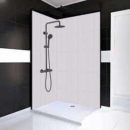 Mur de douche en PVC effet céramique (6 po x 20 po) blanc sur blanc mat 48 po x 96 po | Entrepôt de la Réno