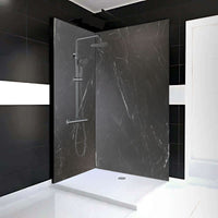 Mur de douche en PVC effet marbre noir mat 48 po x 96 po