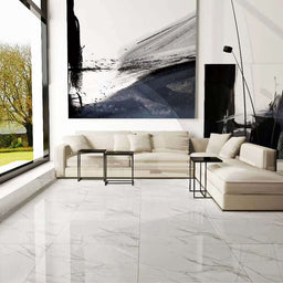 Céramique 24x24 blanche polie - Calacatta Cielo | Entrepôt de la Réno