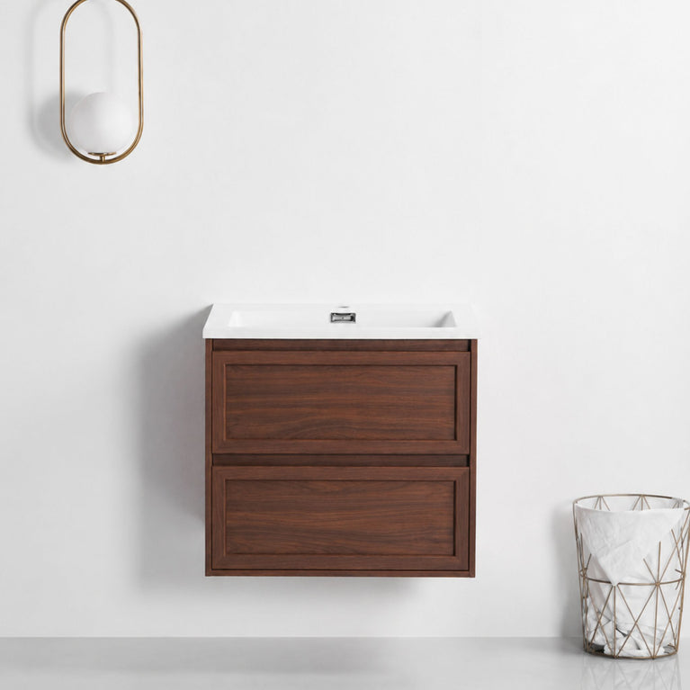Shaker facades for walnut wood vanity
