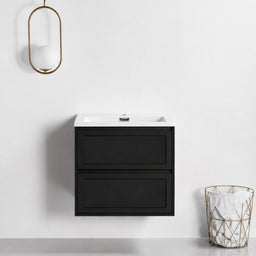 Shaker facades for matte black vanity