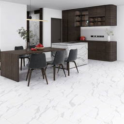 Vinyle SPC Marbre Blanc 12"x 24" | Entrepôt de la Réno