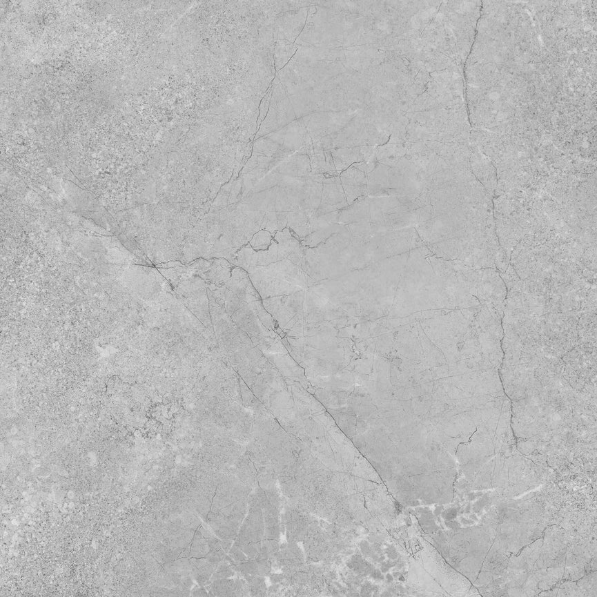 Carrelage Céramique Great Stone Light Grey, texture marbrée gris clair avec fines veines, surface mate, aspect pierre naturelle, idéal pour sols et murs, usage résidentiel et commercial, finition élégante et moderne