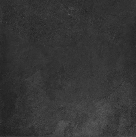 Carrelage en céramique noir mat Mustang, texture subtile, finition élégante pour sol et mur, idéal pour intérieurs modernes et espaces commerciaux, format carré 60x60 cm